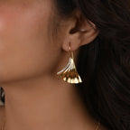 Biloba-Ginkgo Leaf with White CZ Earrings - La Vitá Jewels