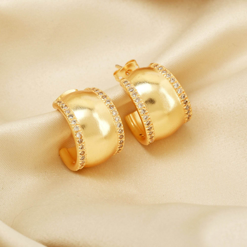 White Zircon Half Moon Hoop Earrings - La Vitá Jewels