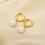 Pearl Dangle Huggie Earrings - La Vitá Jewels