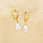 Pearl Dangle Huggie Earrings - La Vitá Jewels