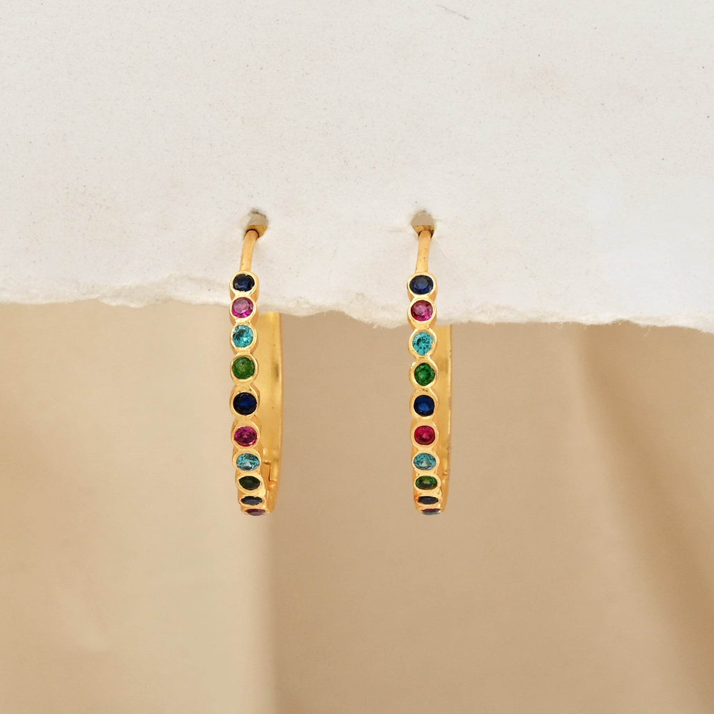 Half Eternity Multi CZ Huggies Earrings - La Vitá Jewels
