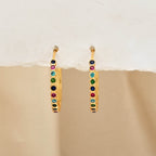 Half Eternity Multi CZ Huggies Earrings - La Vitá Jewels