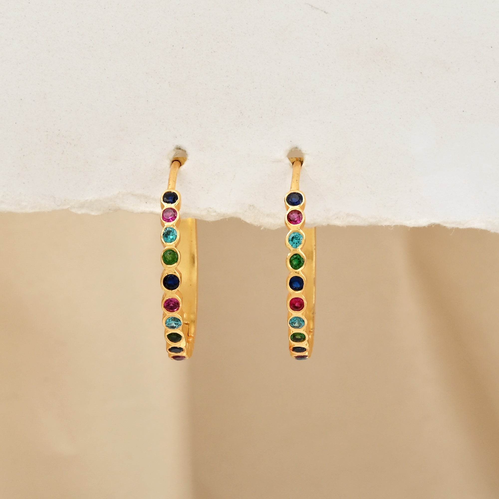 Half Eternity Multi CZ Huggies Earrings - La Vitá Jewels