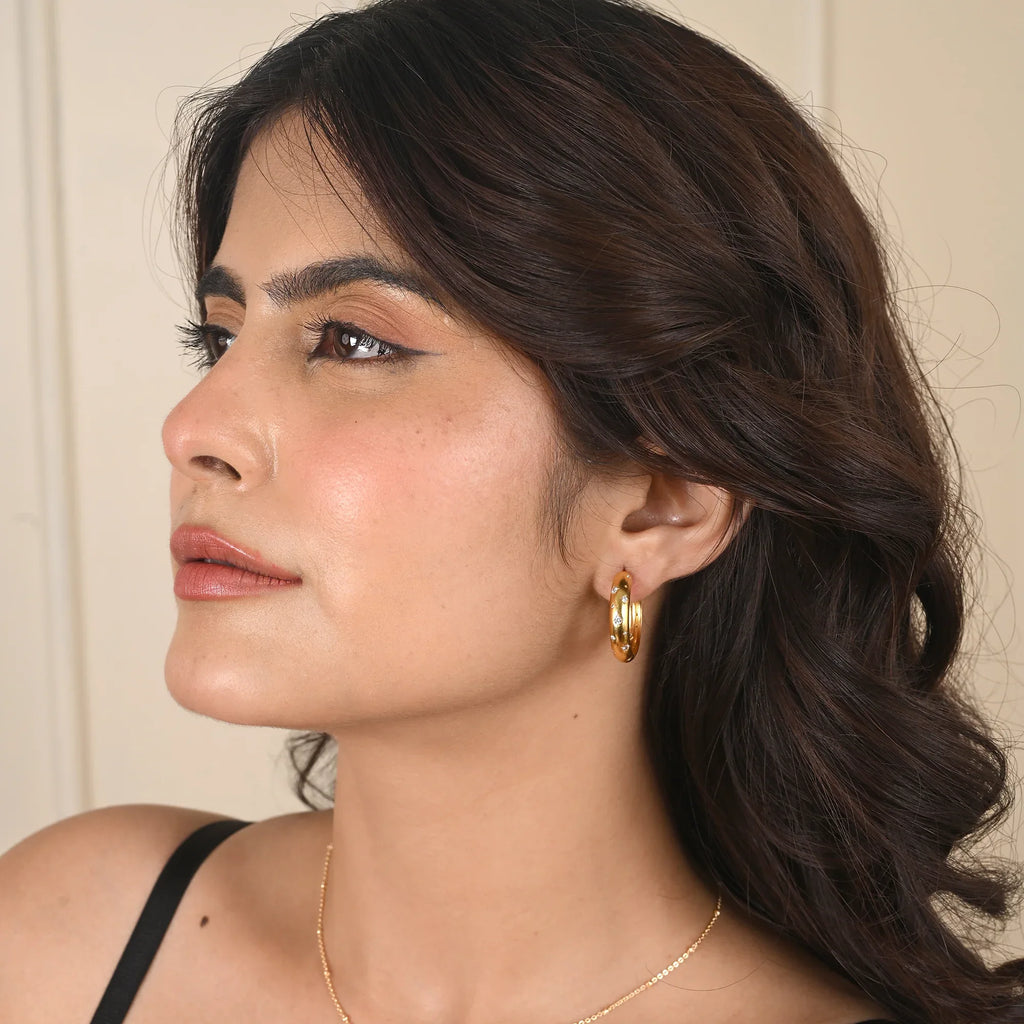 Star Zircon Hoop Earrings - La Vitá Jewels