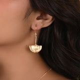 Biloba-Gingko Leaf with Labradorite Dangle Earrings - La Vitá Jewels