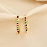 Half Eternity Multi CZ Huggies Earrings