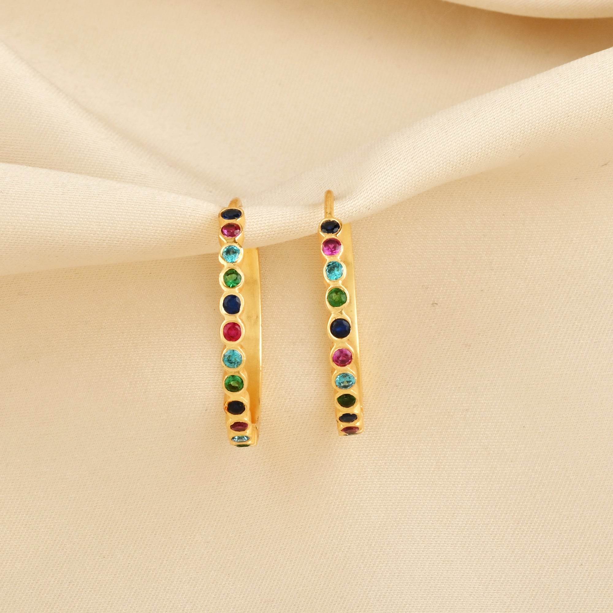 Half Eternity Multi CZ Huggies Earrings - La Vitá Jewels