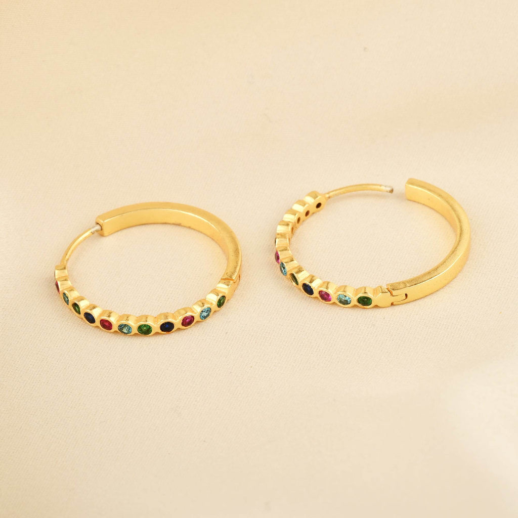 Half Eternity Multi CZ Huggies Earrings - La Vitá Jewels