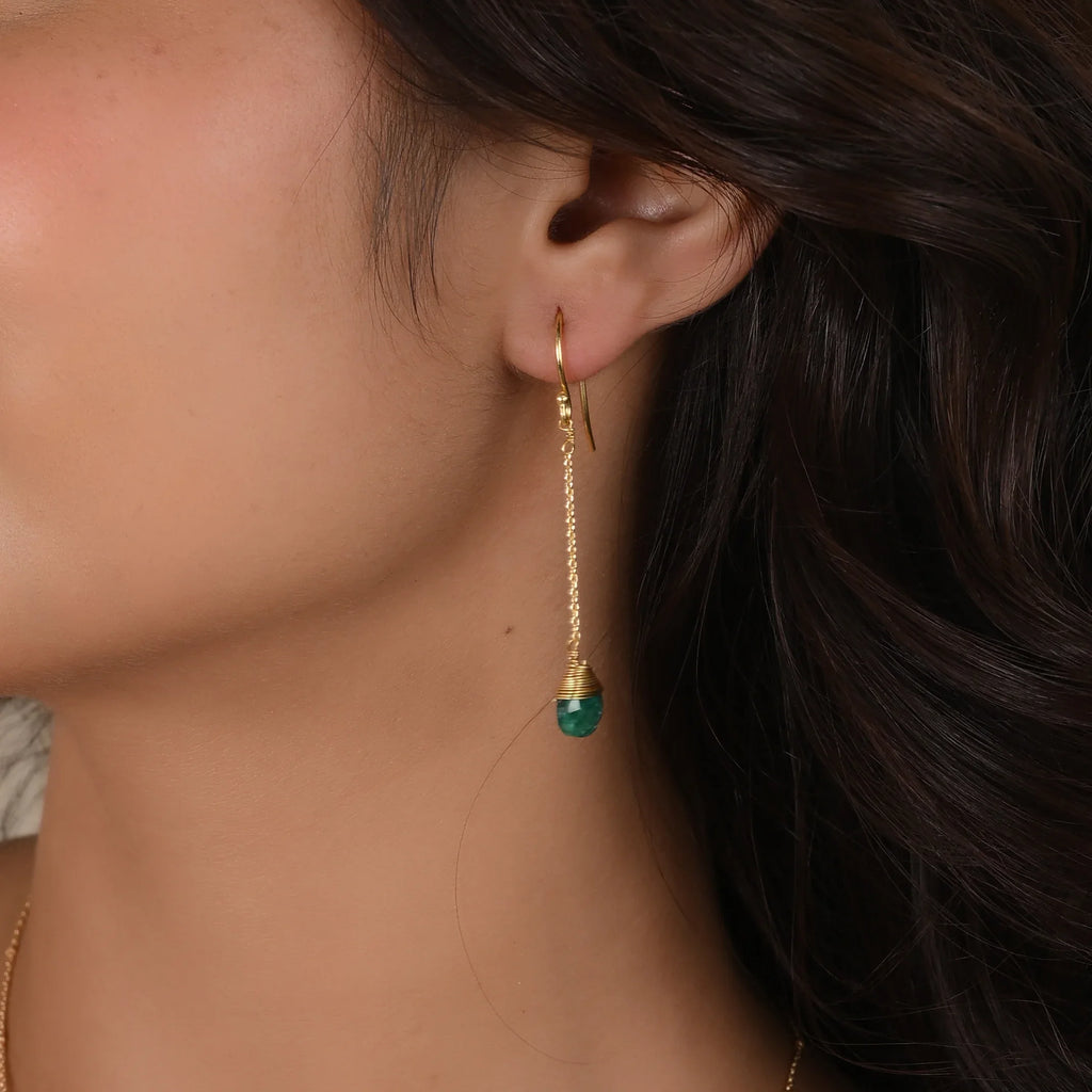 Natural Emerald Gemstone Earring - La Vitá Jewels