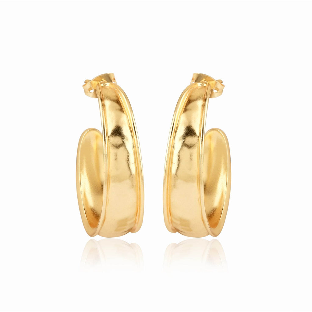 Hammered Metal Hoop Earrings - La Vitá Jewels