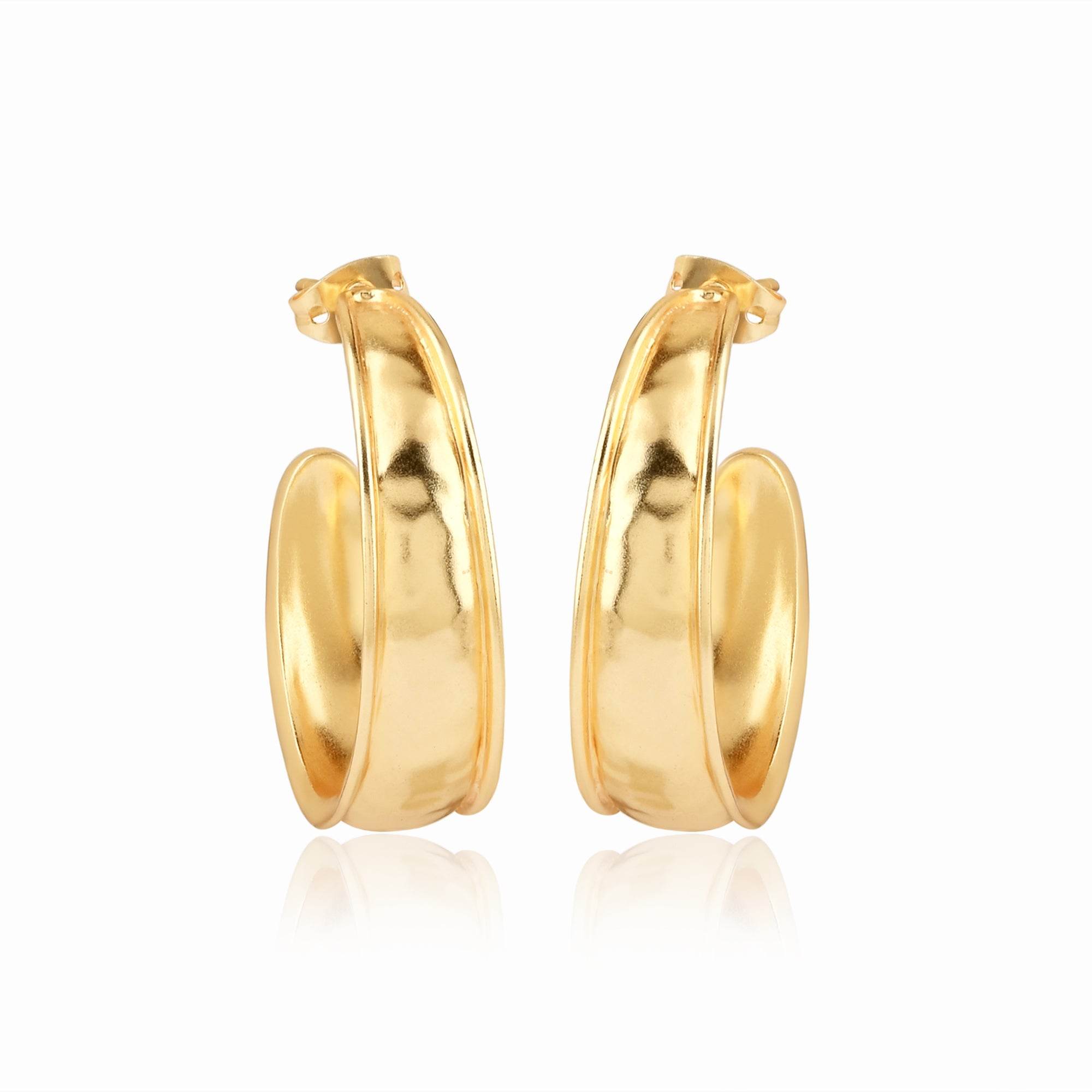 Hammered Metal Hoop Earrings - La Vitá Jewels
