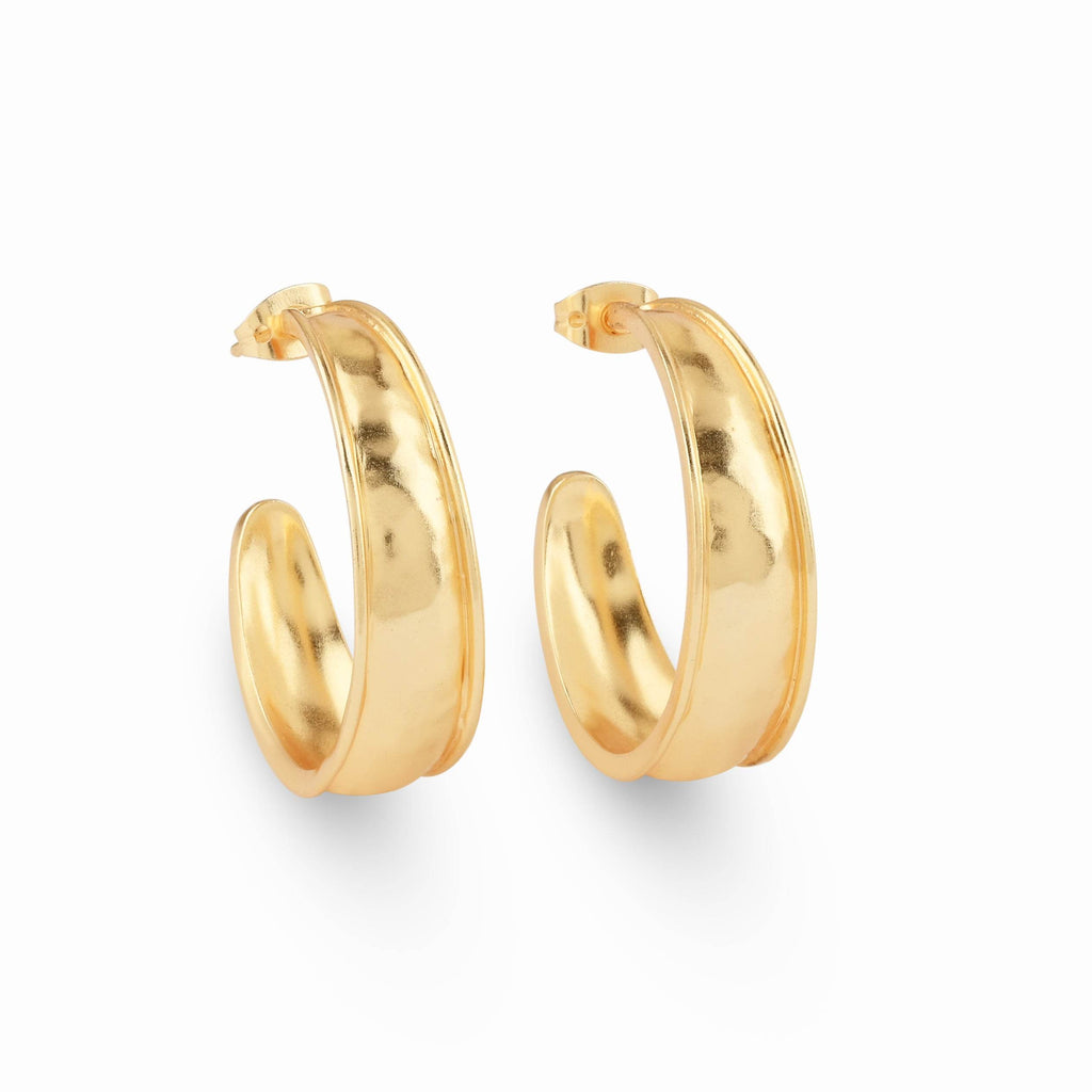 Hammered Metal Hoop Earrings - La Vitá Jewels