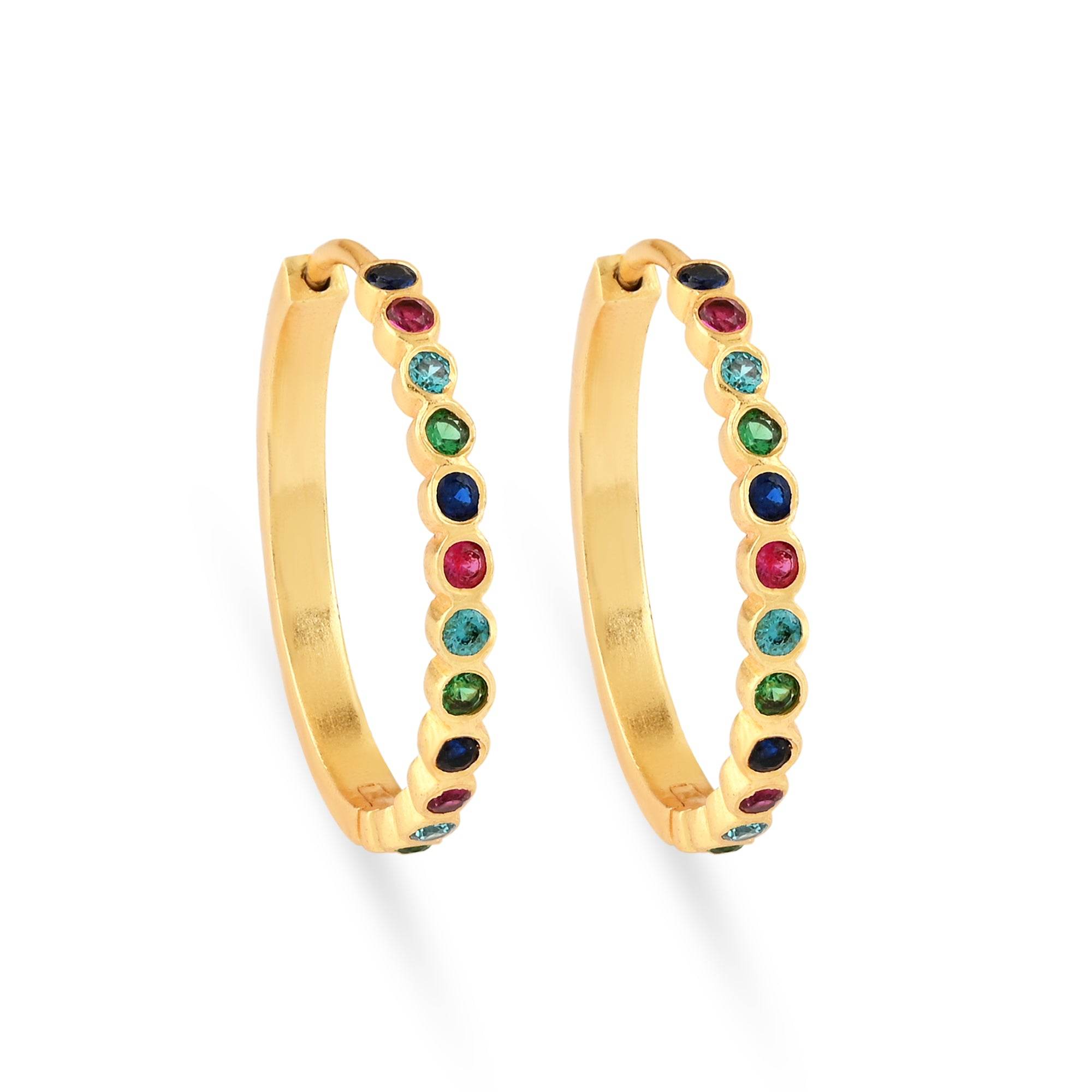 Half Eternity Multi CZ Huggies Earrings - La Vitá Jewels