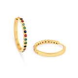 Half Eternity Multi CZ Huggies Earrings