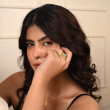 Pearl, Aquamarine, Black Onyx Statement Ring