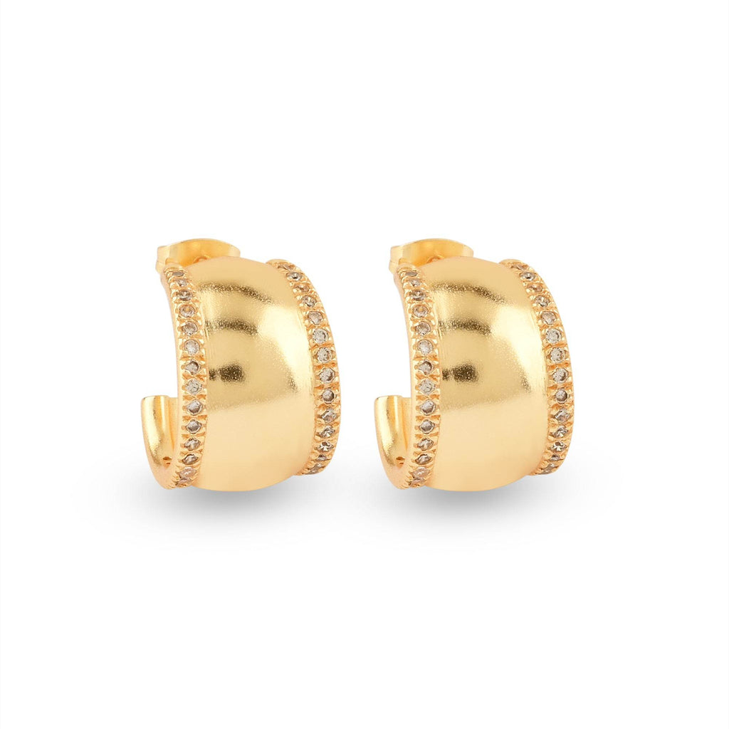 White Zircon Half Moon Hoop Earrings - La Vitá Jewels