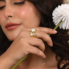 Pearl, Aquamarine, Black Onyx Statement Ring - La Vitá Jewels