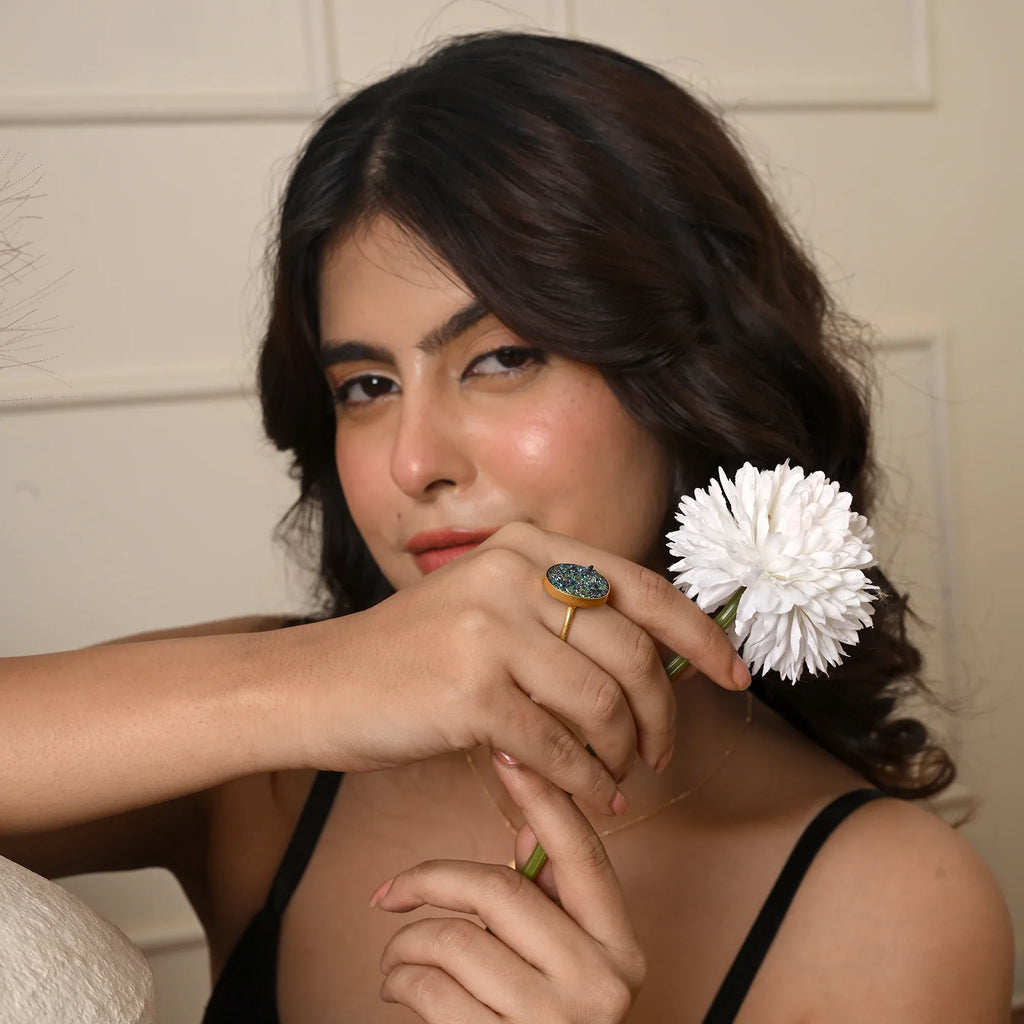 Green Druzy Statement Rings - La Vitá Jewels