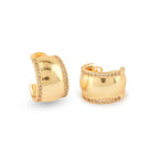 White Zircon Half Moon Hoop Earrings - La Vitá Jewels