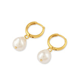 Pearl Dangle Huggie Earrings