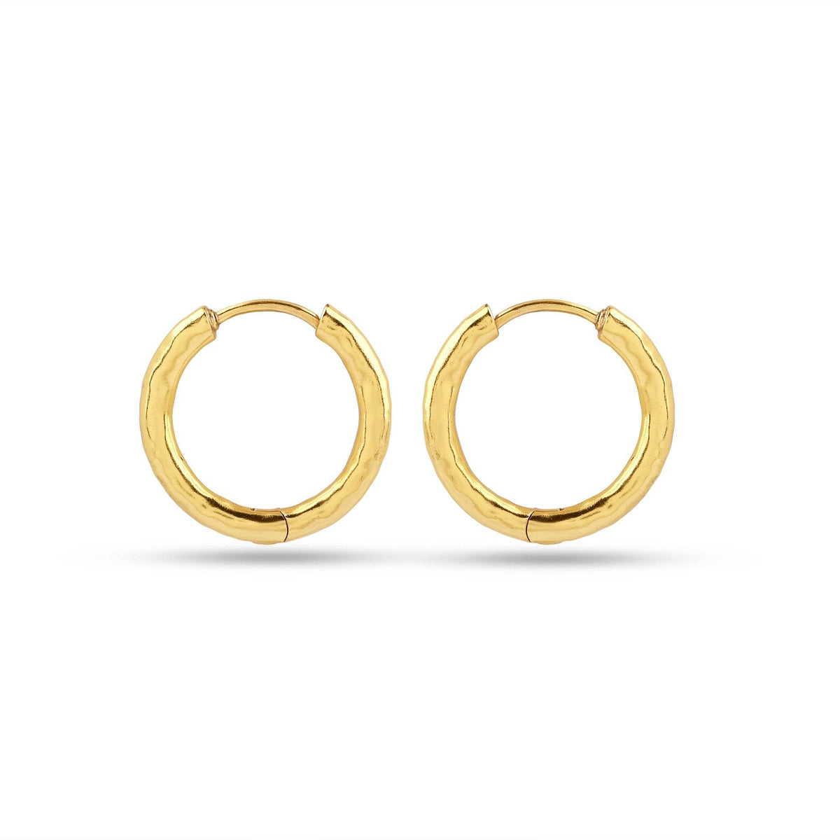 Circle shape Hammered Huggies Earrings - La Vitá Jewels