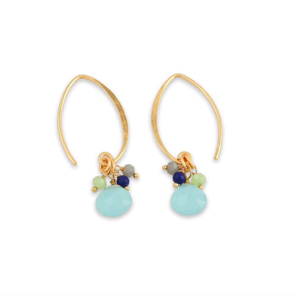 Multi Chalcedony Beads Hoops Earrings - La Vitá Jewels