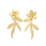 Hammered Metal with Leaf Earrings
