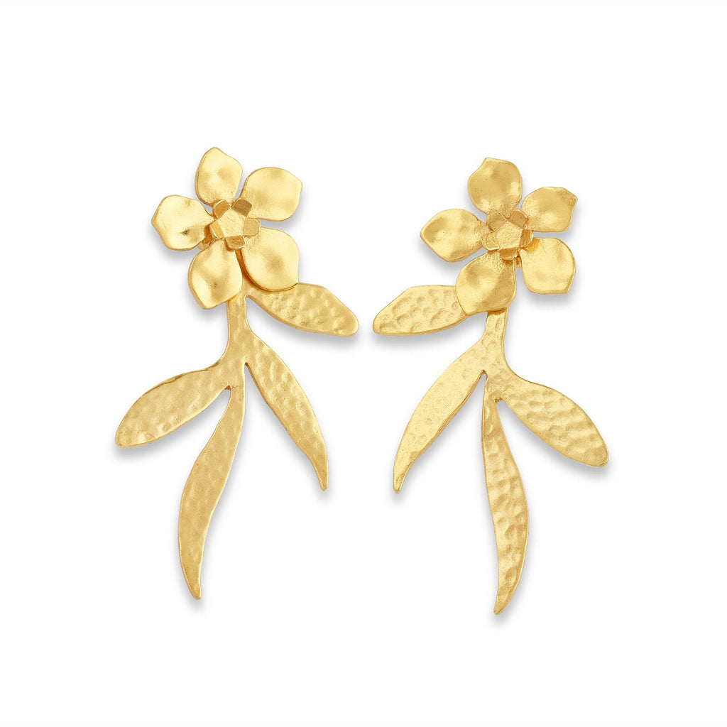 Chandrika Hammered Leaf Earrings - La Vitá Jewels