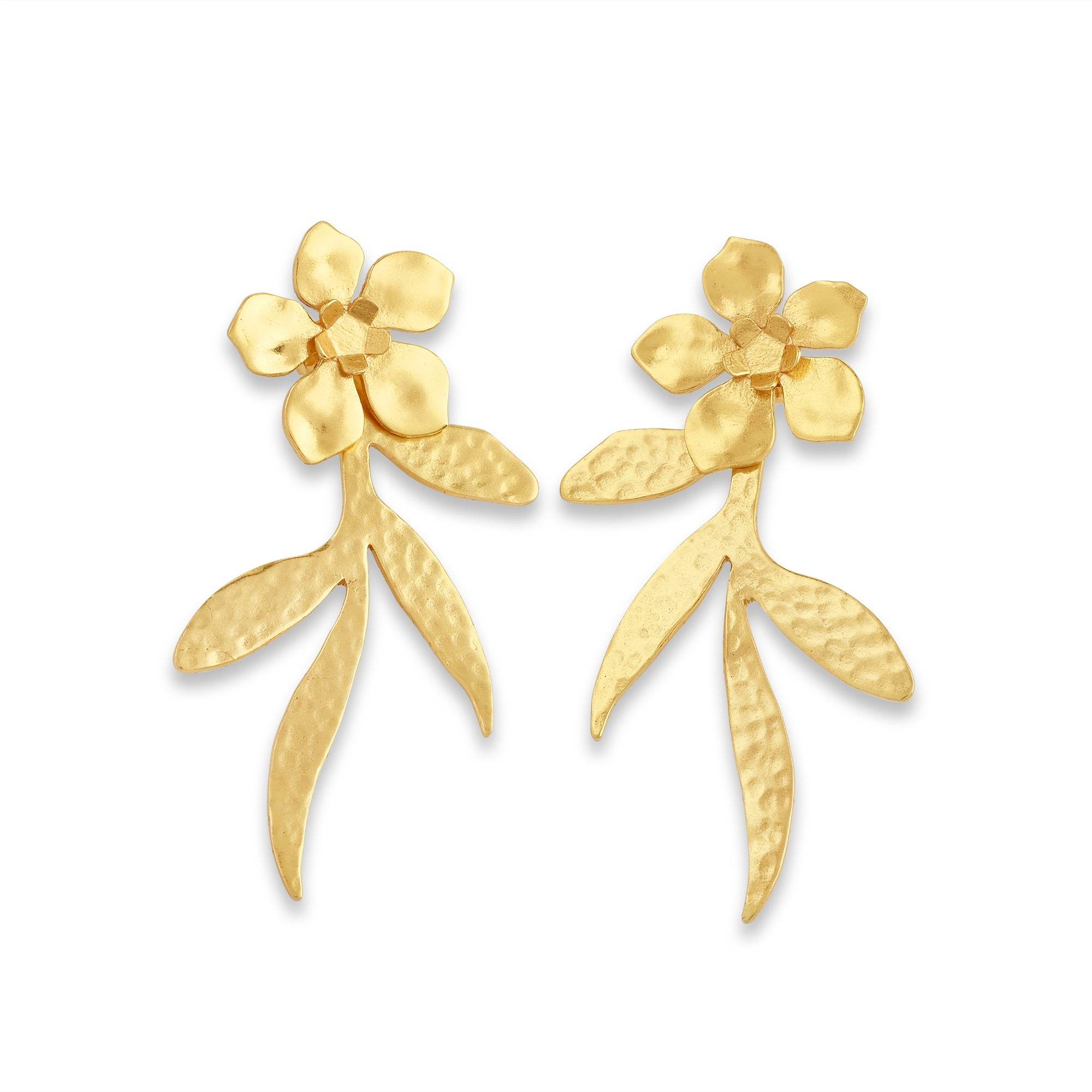 Chandrika Hammered Leaf Earrings - La Vitá Jewels