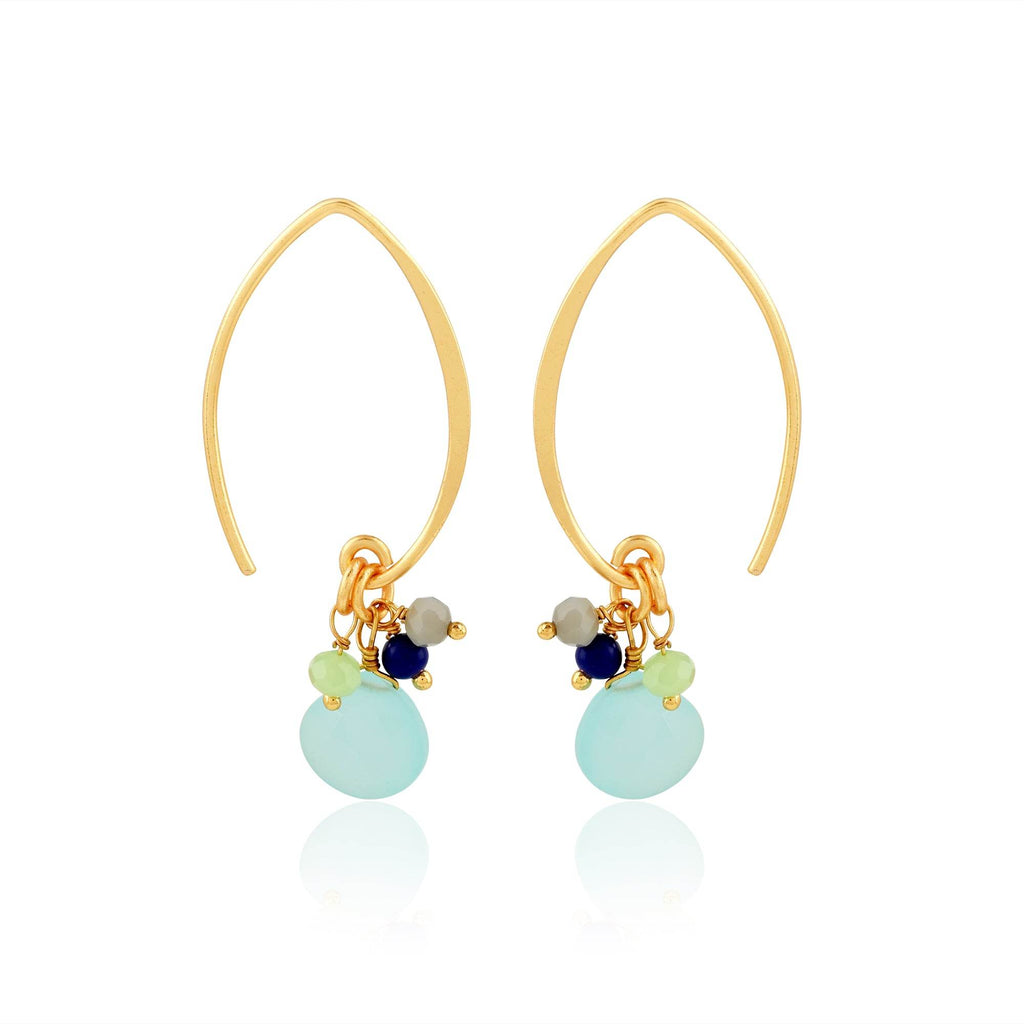 Multi Chalcedony Beads Hoops Earrings - La Vitá Jewels