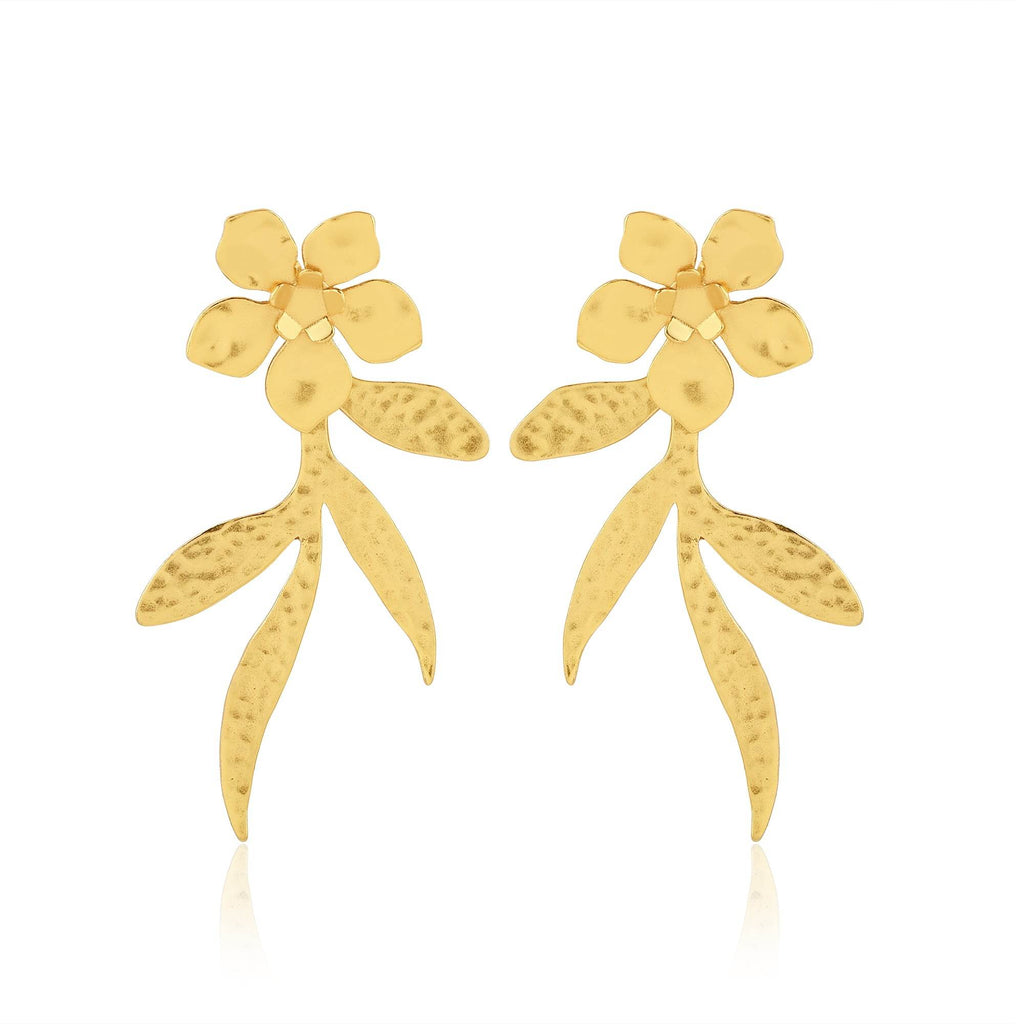 Chandrika Hammered Leaf Earrings - La Vitá Jewels
