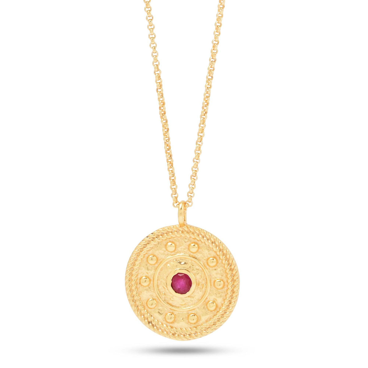 Ruby Gemstone Textured Necklace - La Vitá Jewels