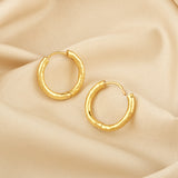 Circle shape Hammered Huggies Earrings