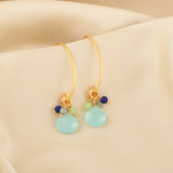 Multi Chalcedony Beads Hoops Earrings