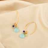 Multi Chalcedony Beads Hoops Earrings