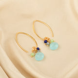 Multi Chalcedony Beads Hoops Earrings