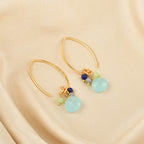 Multi Chalcedony Beads Hoops Earrings - La Vitá Jewels
