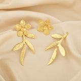 Hammered Metal with Leaf Earrings
