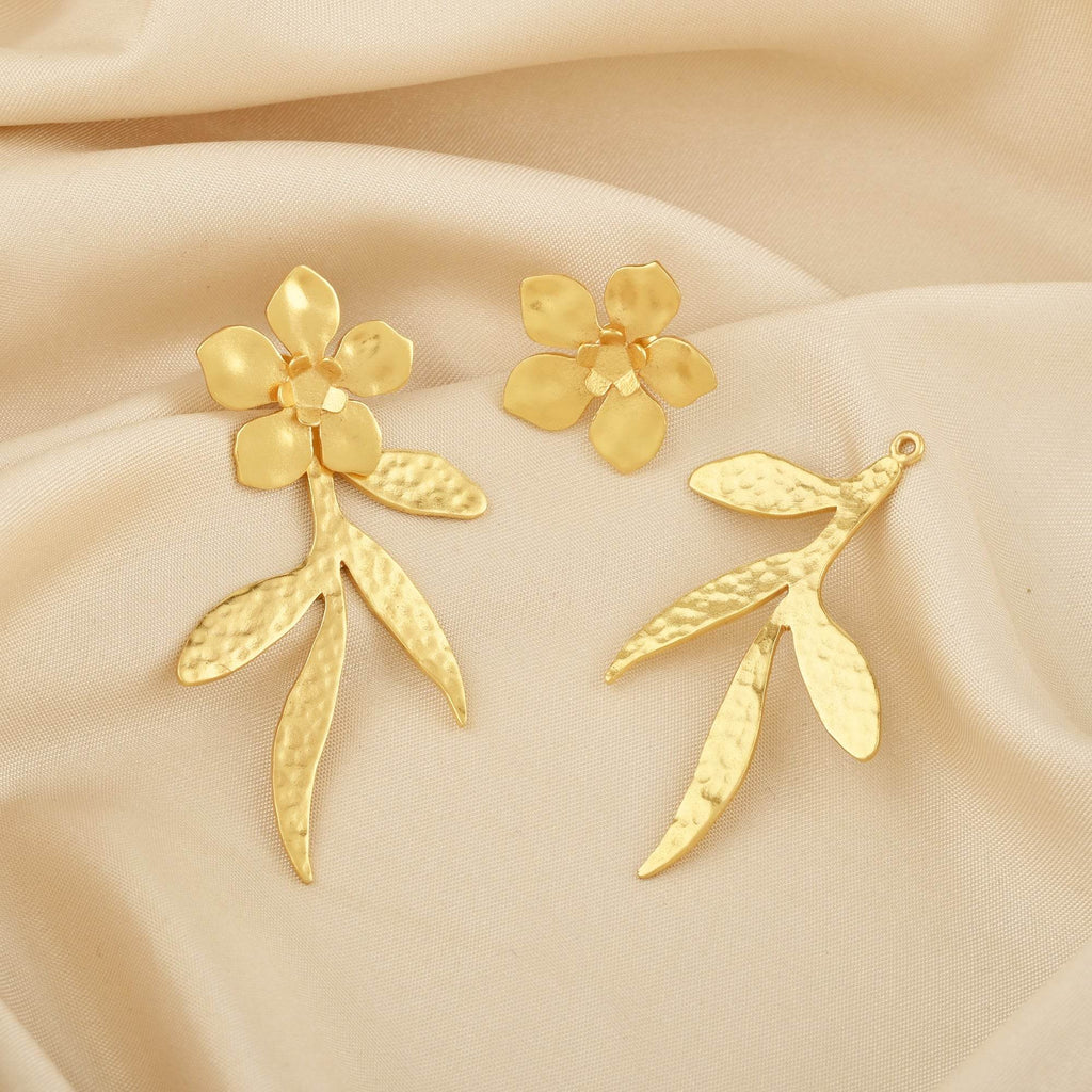 Chandrika Hammered Leaf Earrings - La Vitá Jewels