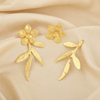 Chandrika Hammered Leaf Earrings - La Vitá Jewels
