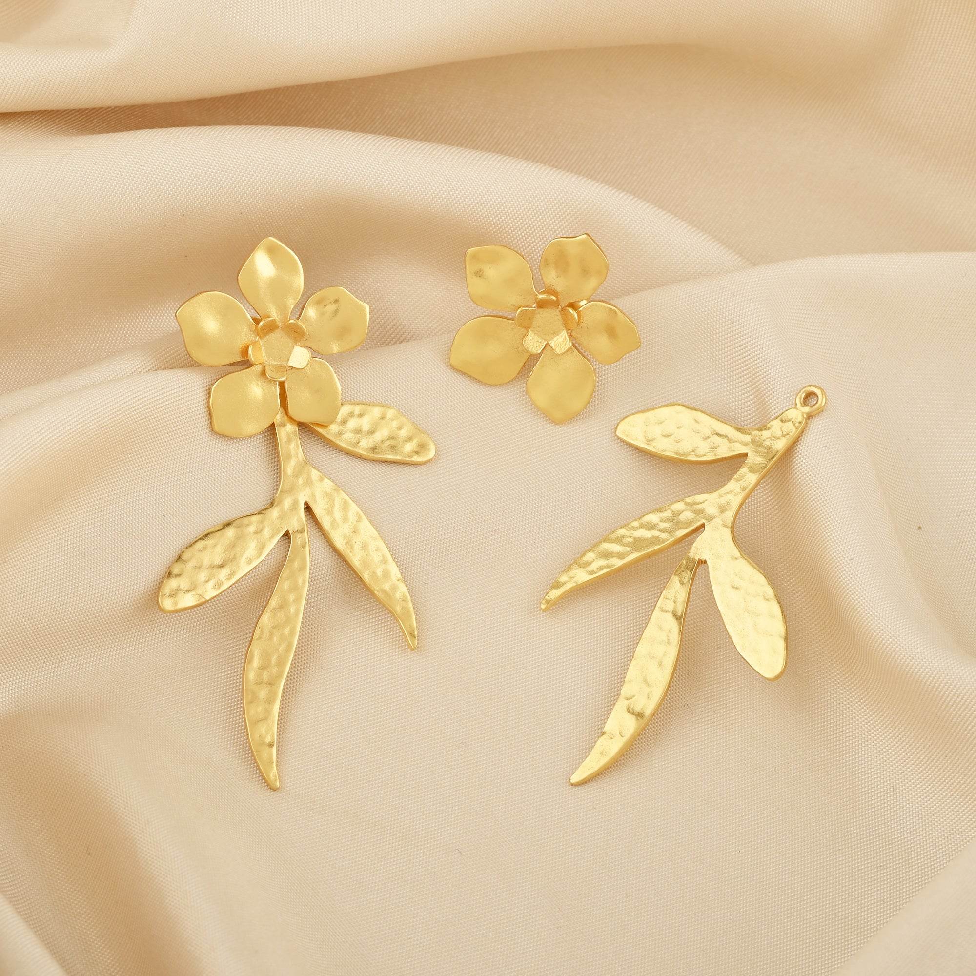 Chandrika Hammered Leaf Earrings - La Vitá Jewels