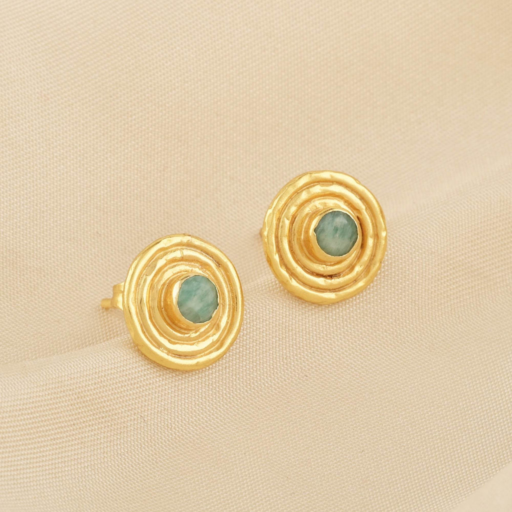 Amazonite Gemstone Stud Earrings - La Vitá Jewels