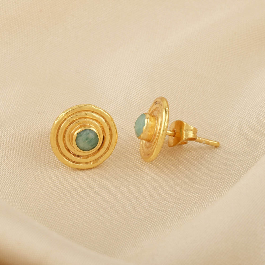 Amazonite Gemstone Stud Earrings - La Vitá Jewels