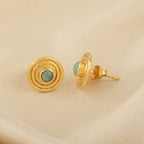 Amazonite Gemstone Stud Earrings - La Vitá Jewels