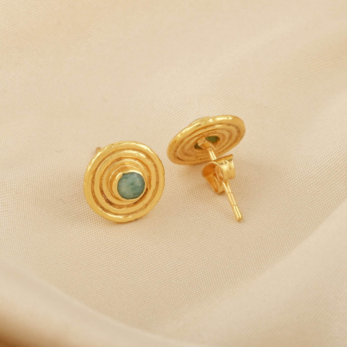 Amazonite Gemstone Stud Earrings - La Vitá Jewels