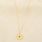 Ruby Gemstone Textured Necklace - La Vitá Jewels