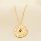 Ruby Gemstone Textured Necklace - La Vitá Jewels