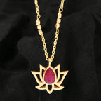 Serene Love Ruby Lotus Necklace - La Vitá Jewels