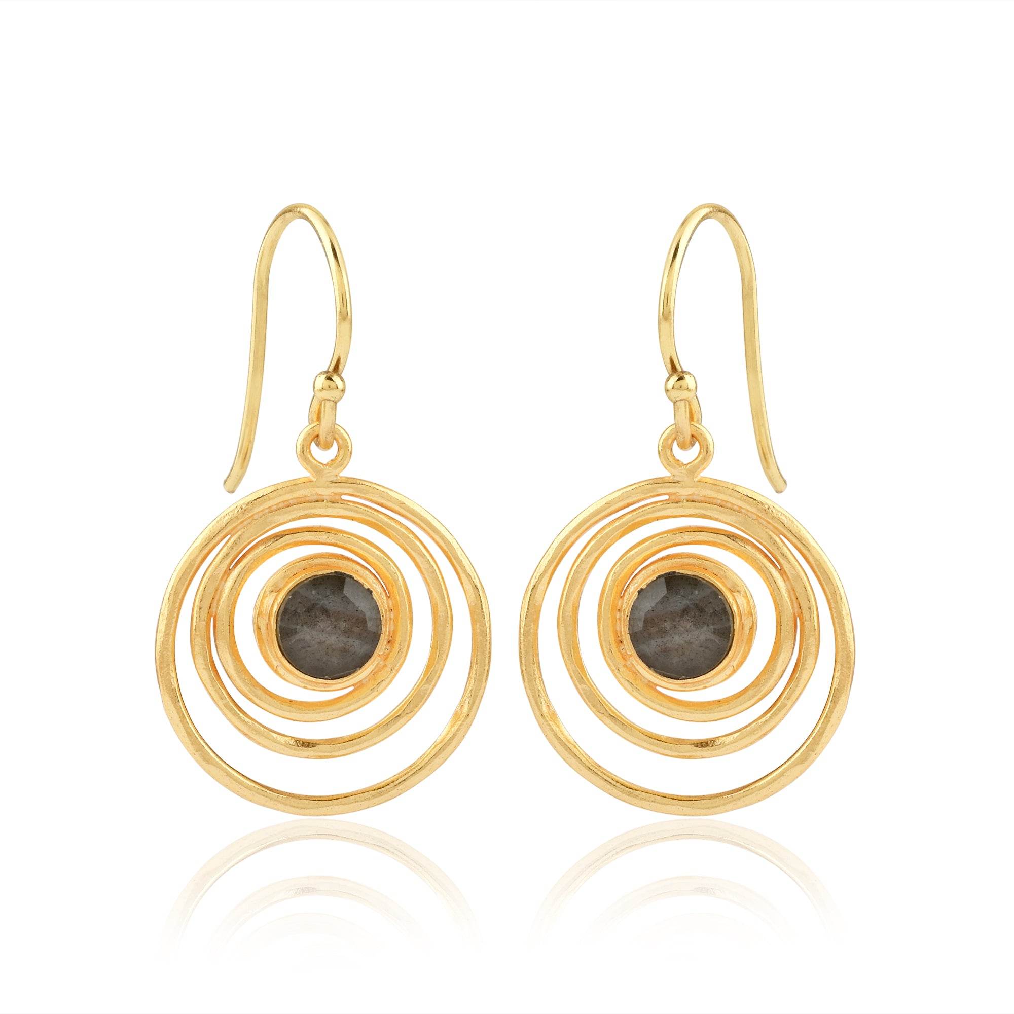 Spiral Shape Labradorite Dangle Earrings - La Vitá Jewels