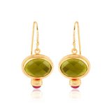 Green Tourmaline and Ruby Dangle Earrings